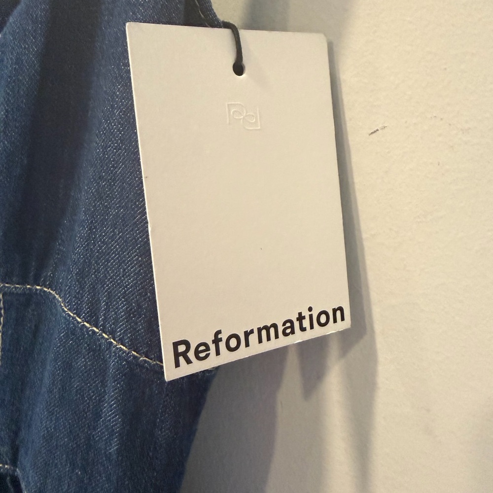 Reformation Tagliatelle Denim Midi Dress Blue Size 6 NEW - Picture 9 of 12